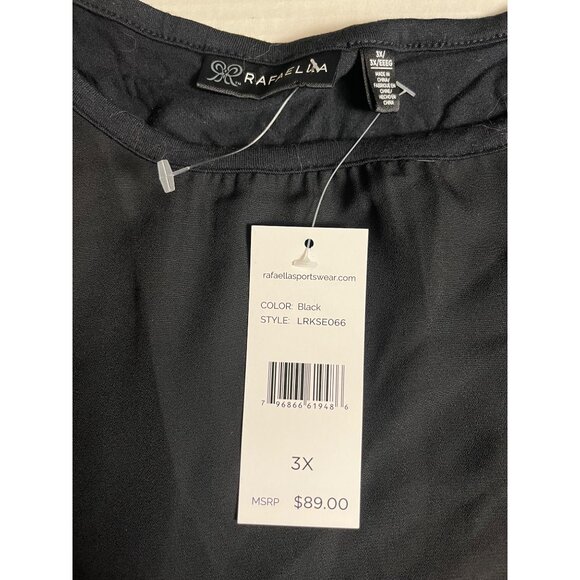 NWT- Rafaella 3X Black Floral Print Semi-Sheer Top Stretch Fabric blouse - Picture 4 of 12